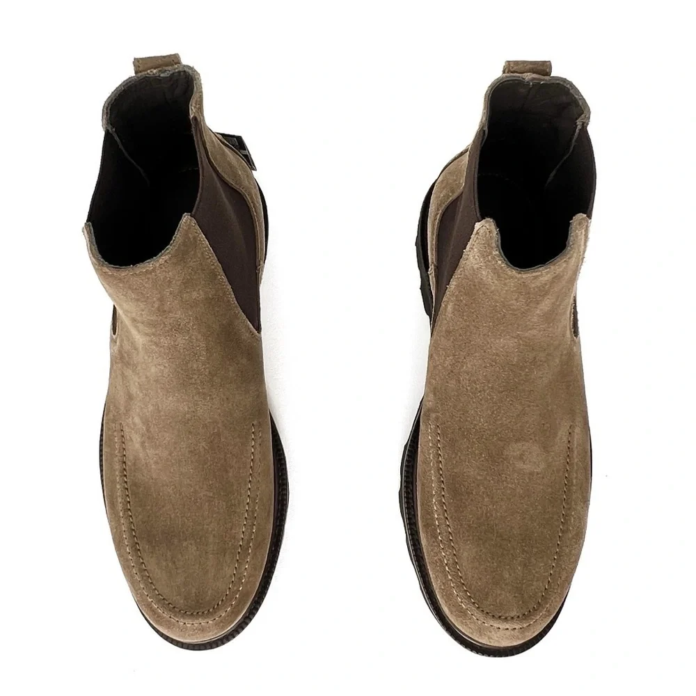 Massimo Dutti Chelsea Boots Moc Toe Brown Suede Euro Size 40 = US 7 New NWT